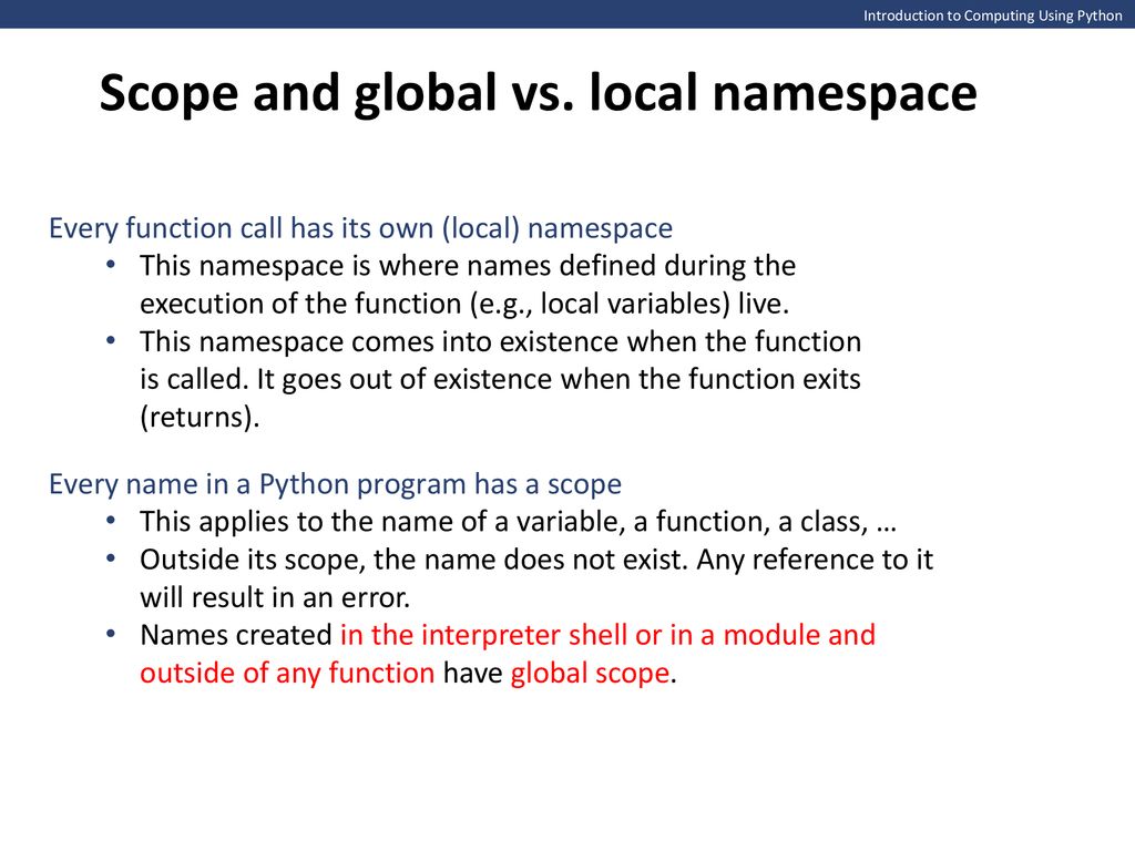 Namespaces local and global ppt download