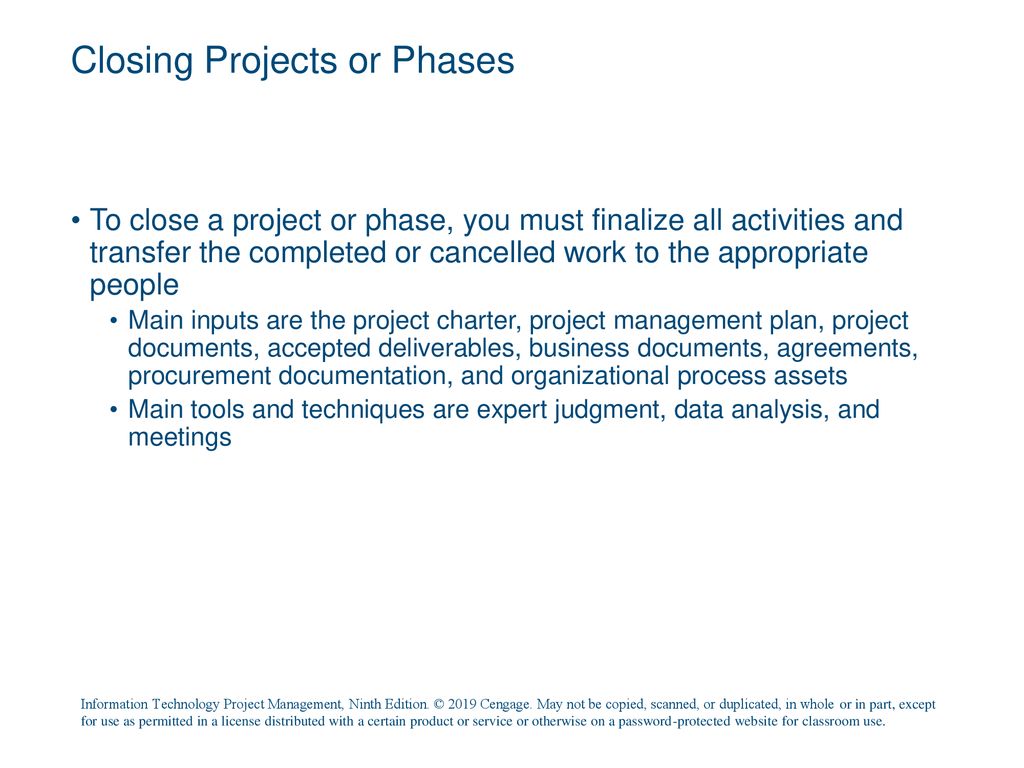 Closing Projects or Phases