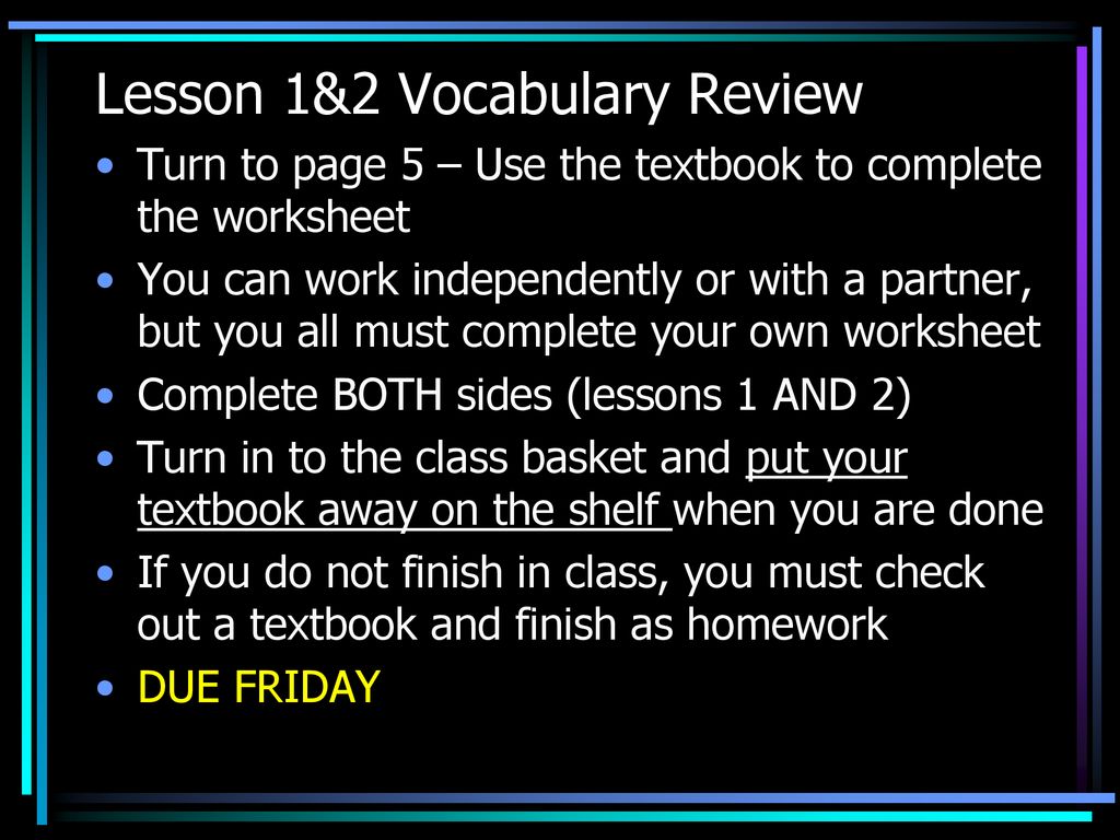 Lesson 1&2 Vocabulary Review