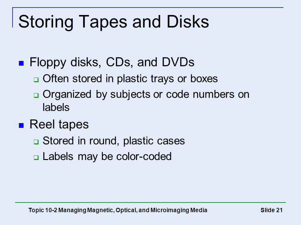 Storing Tapes and Disks