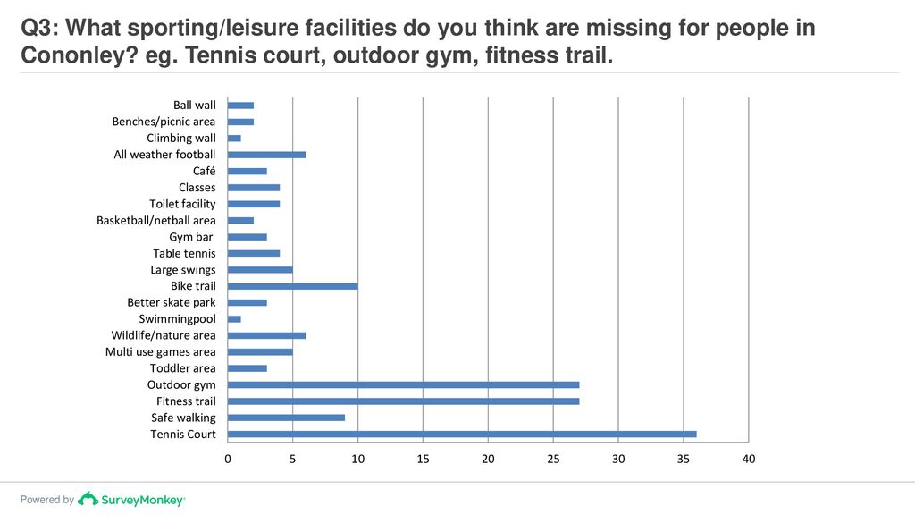 Q3: What sporting/leisure facilities do you think are missing for people in Cononley.