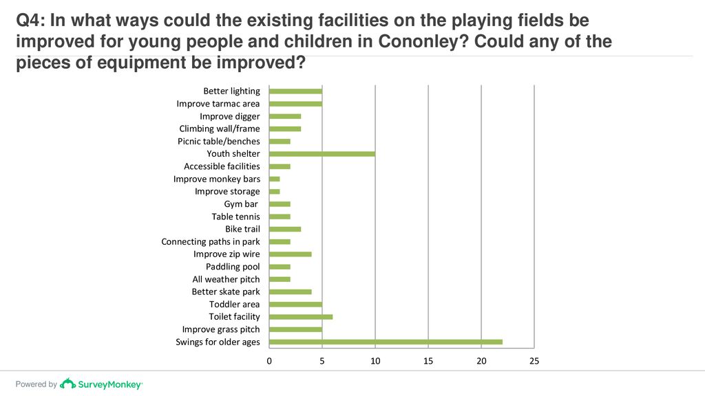 Q4: In what ways could the existing facilities on the playing fields be improved for young people and children in Cononley.