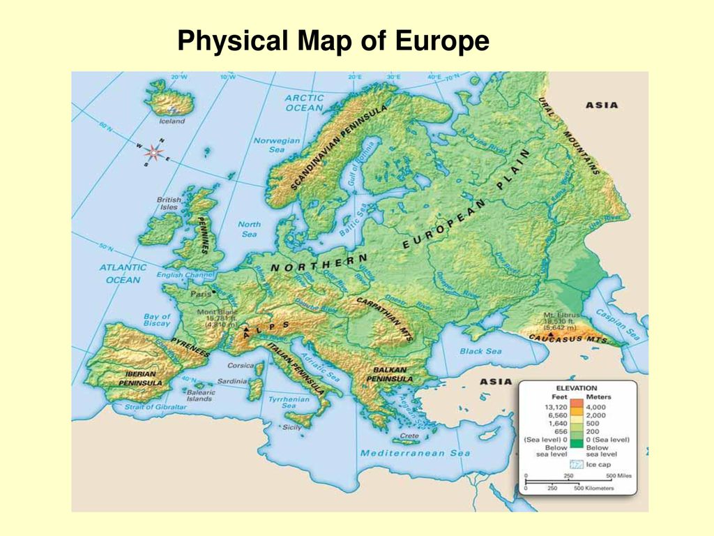 physical map of europe islands