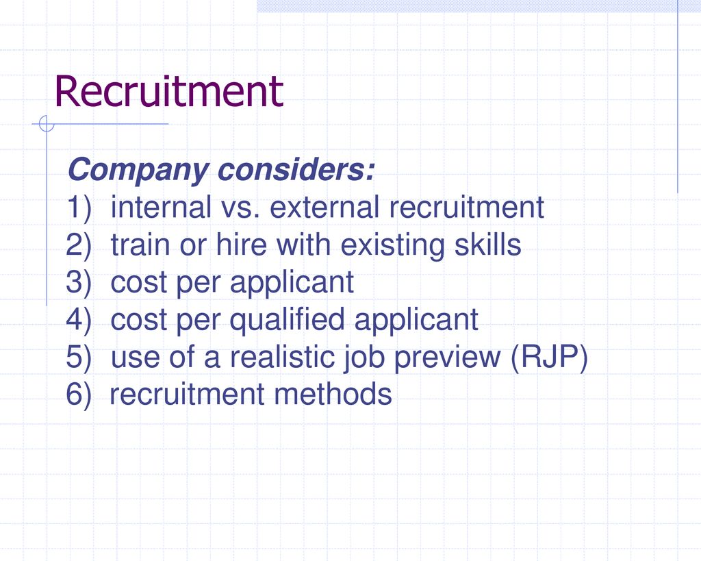 Recruitment Company Considers: 1) Internal Vs. External Recruitment ...