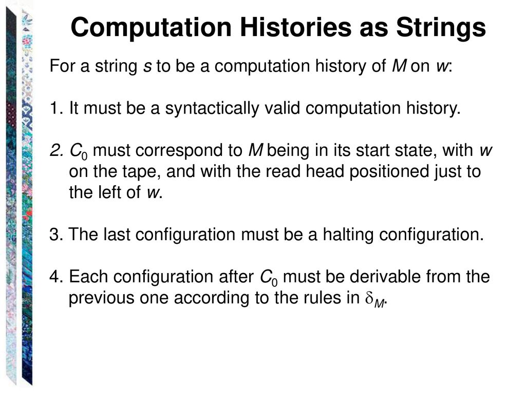 Computation Histories as Strings