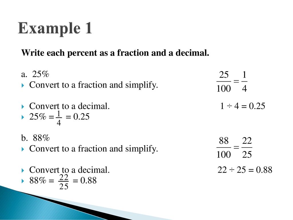Fractions decimals and percents ppt download