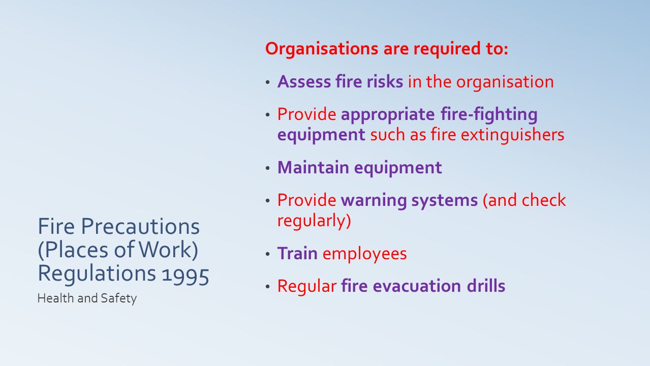 Fire Precautions (Places of Work) Regulations 1995