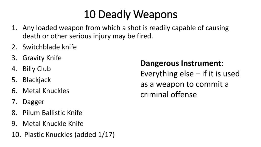 Nys penal law article 10 dangerous instruments ppt download