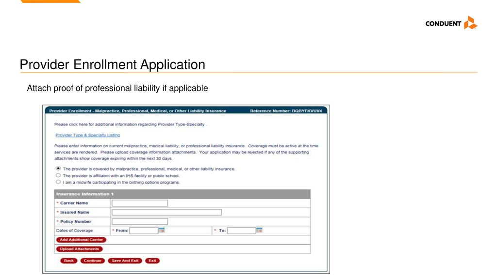 Provider Enrollment Application