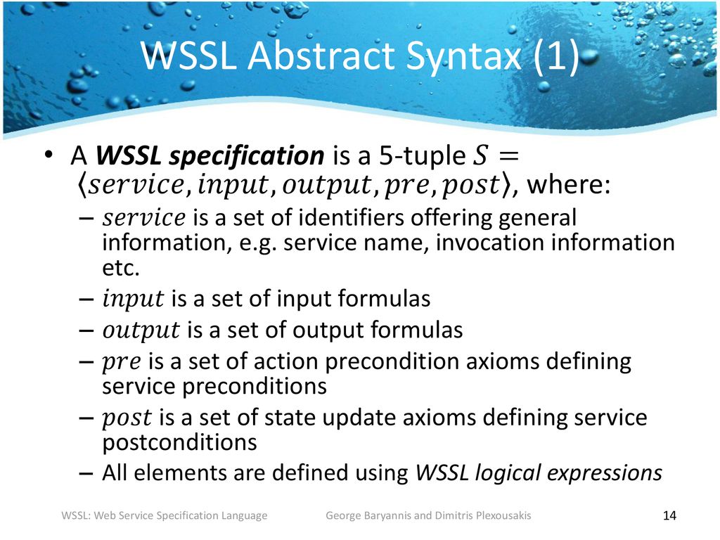 WSSL: A Fluent Calculus-based Language for Web Service Specifications ...