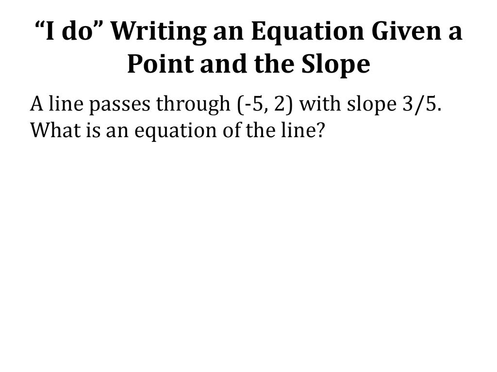 I do Writing an Equation Given a Point and the Slope