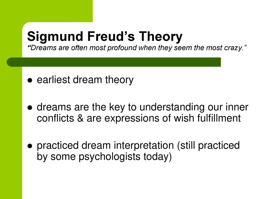 Sigmund Freud’s Theory Dreams are often most profound when they seem the most crazy.