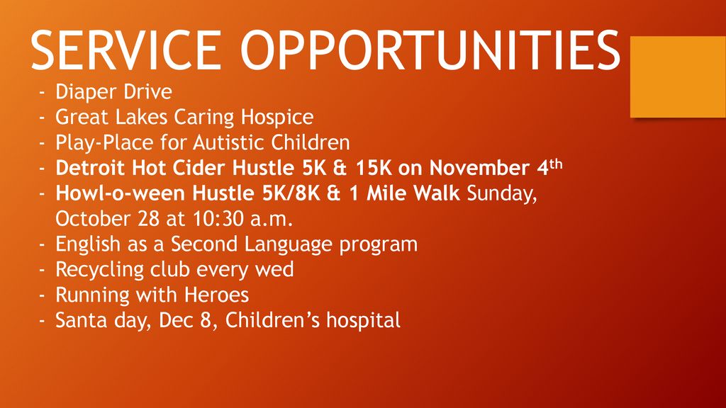 SERVICE OPPORTUNITIES