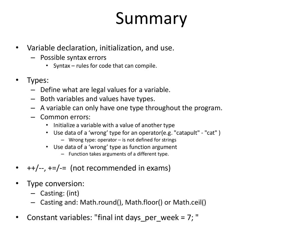 Variables Types Operations On Numbers Ppt Download