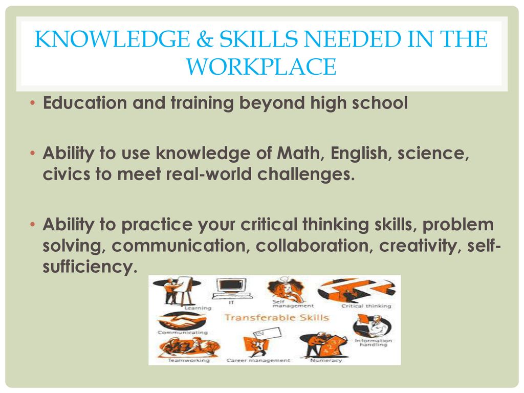 knowledge & skills needed in the workplace