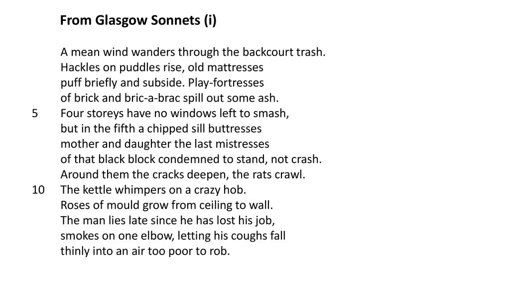 ‘Glasgow Sonnets (i)’ Edwin Morgan - ppt download