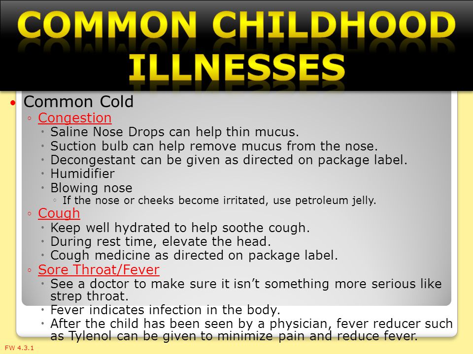 common childhood illnesses signs and symptoms and actions to take