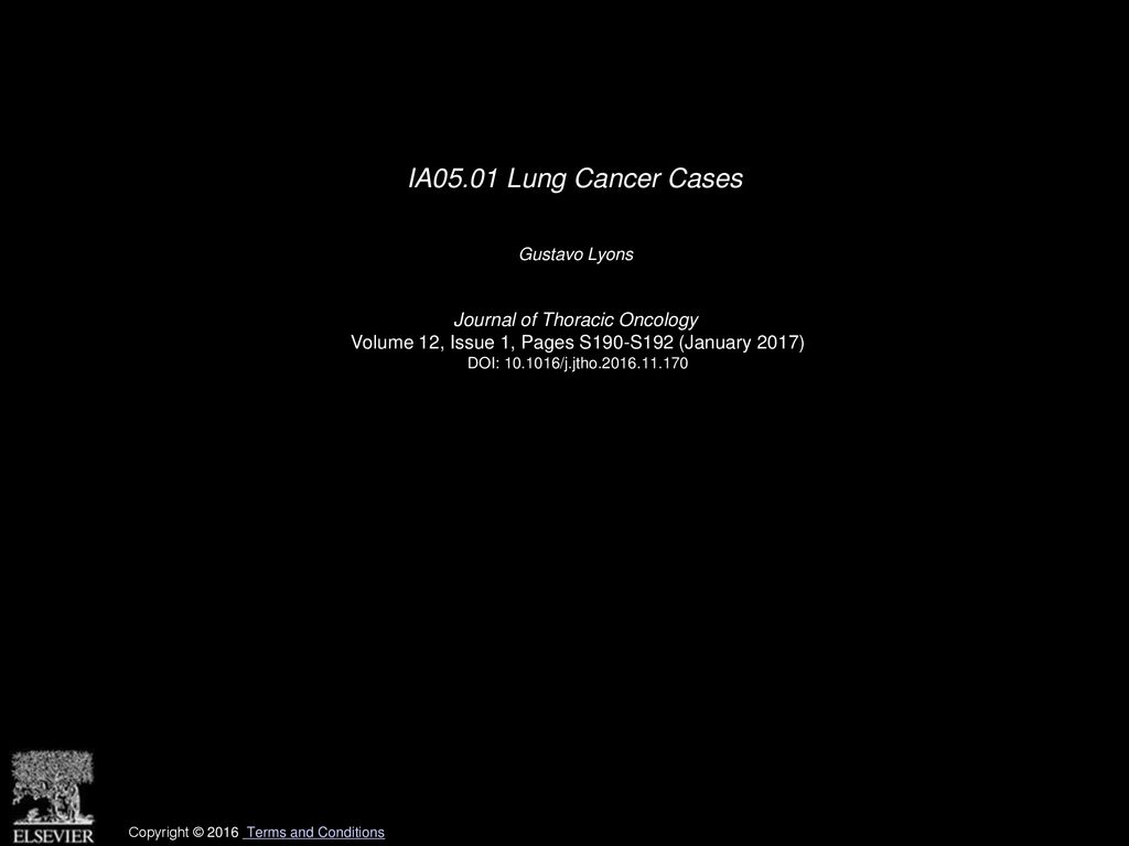 IA05.01 Lung Cancer Cases Journal of Thoracic Oncology