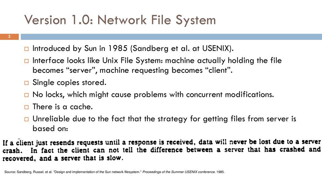 Version 1.0: Network File System