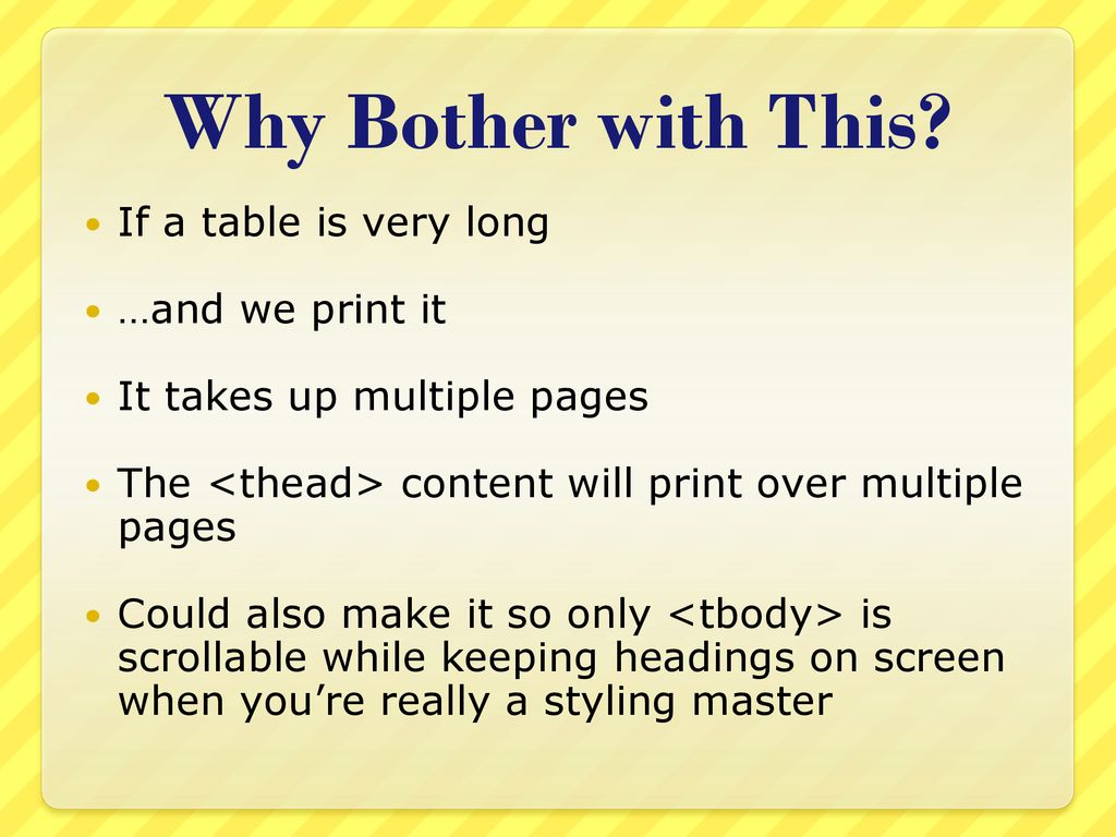 Implementing tables to hold data in html ppt download