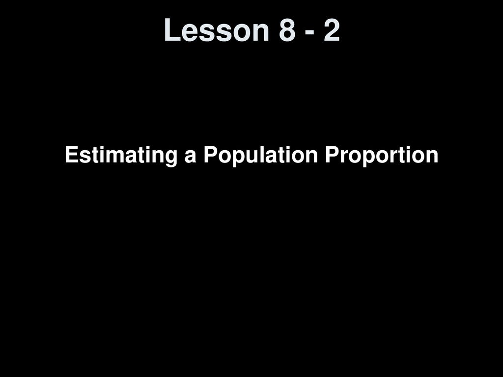 Estimating a Population Proportion