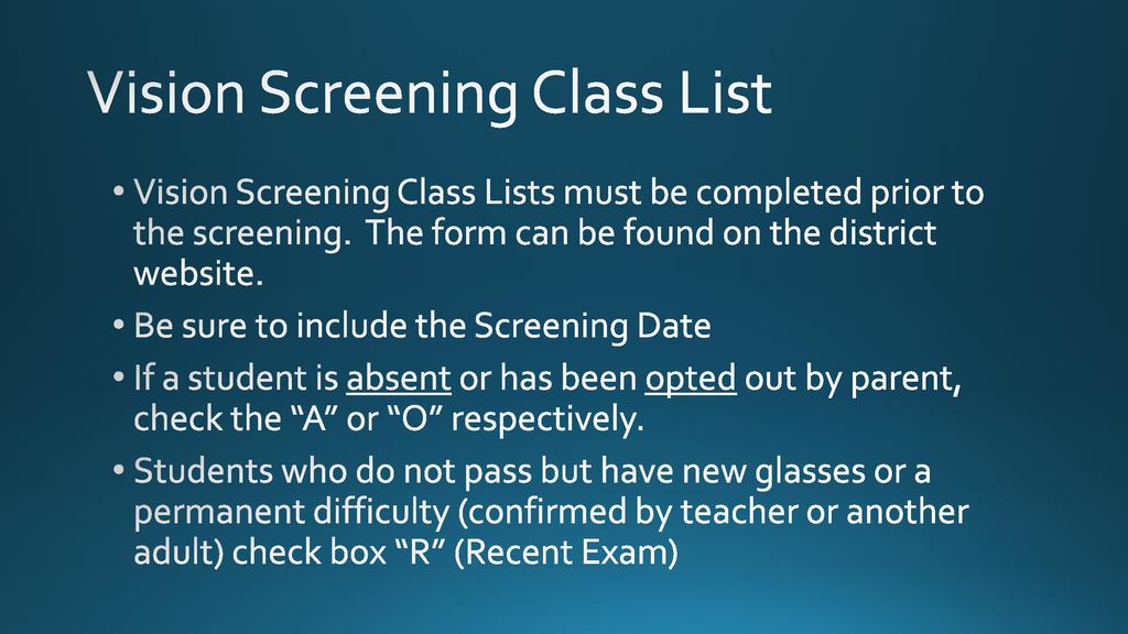 Vision Screening Class List