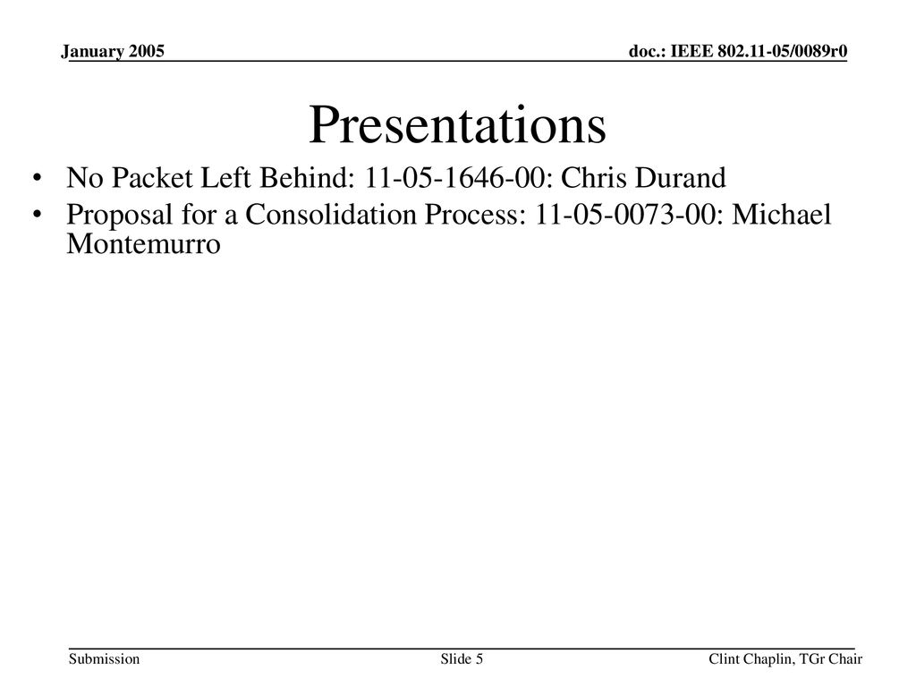 Presentations No Packet Left Behind: : Chris Durand
