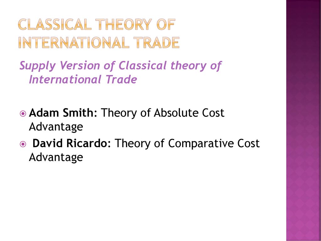 Classical Theory of International Trade