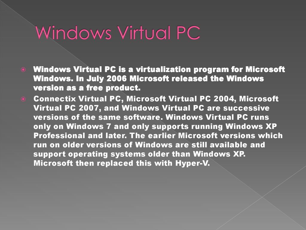 Windows Virtual Pc Hyper V Ppt Download