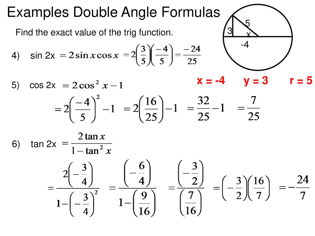Examples Double Angle Formulas Ppt Download