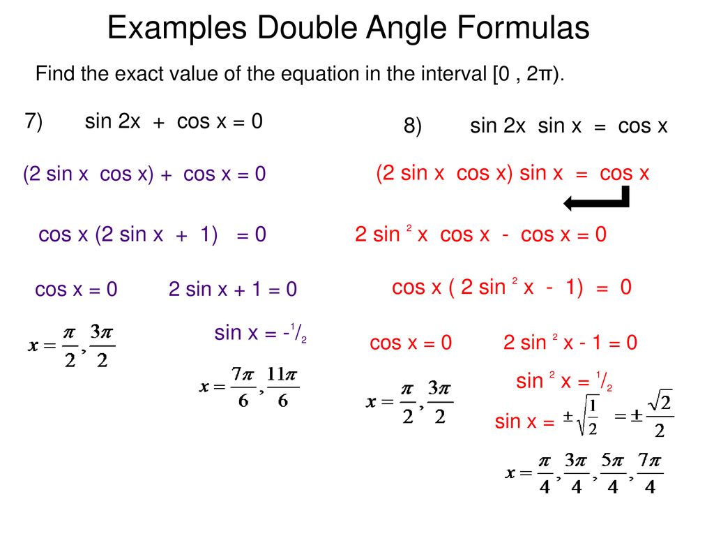 Examples double angle formulas ppt download