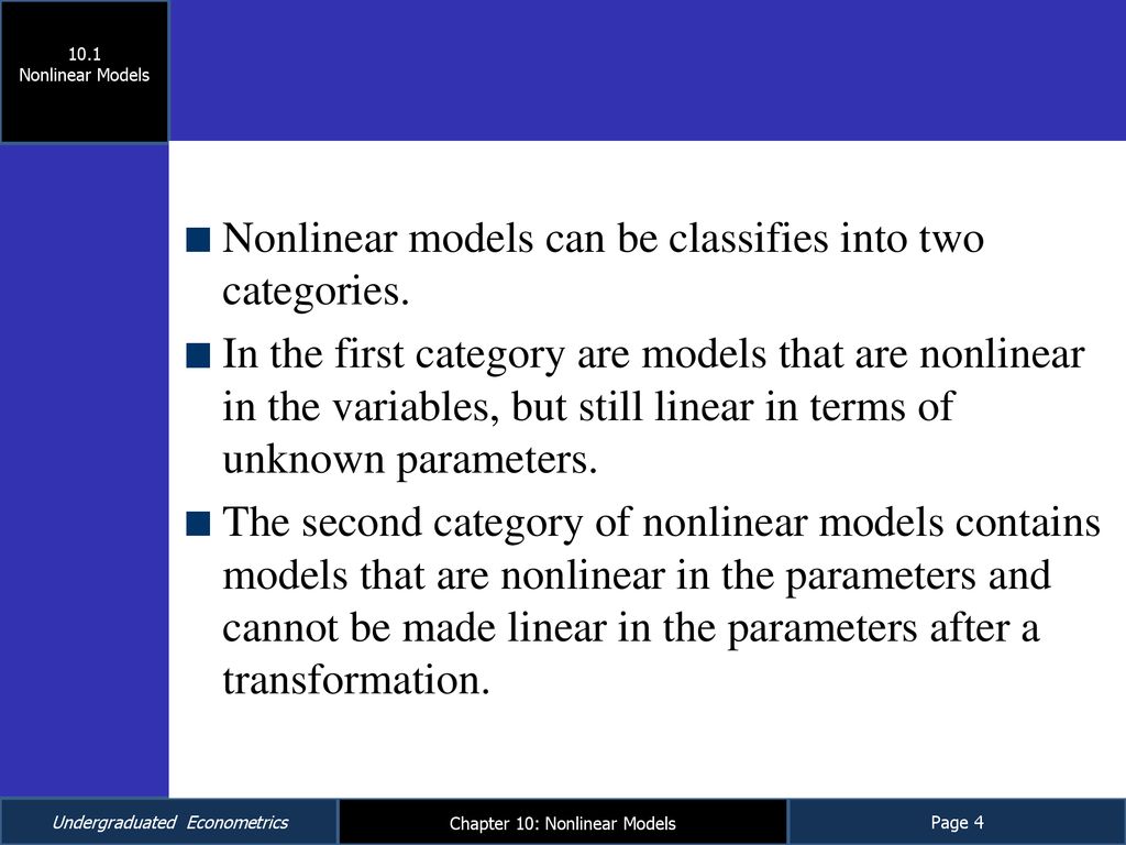 Chapter 10 Nonlinear Models Undergraduated Econometrics Page 1 - ppt ...