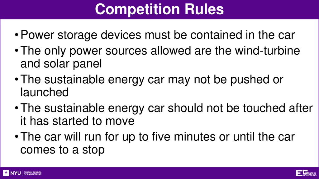 Competition Rules Power storage devices must be contained in the car