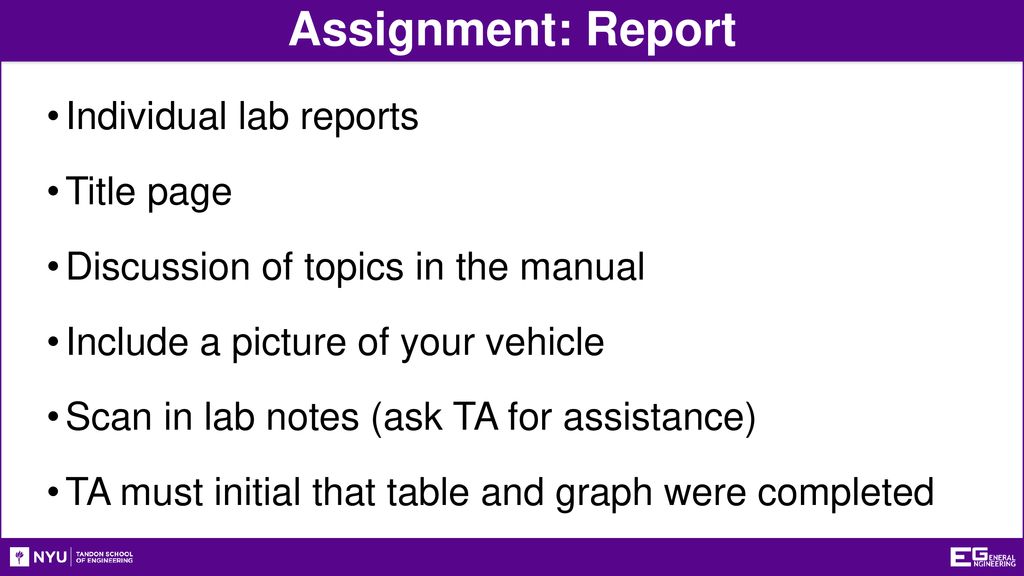 Assignment: Report Individual lab reports Title page