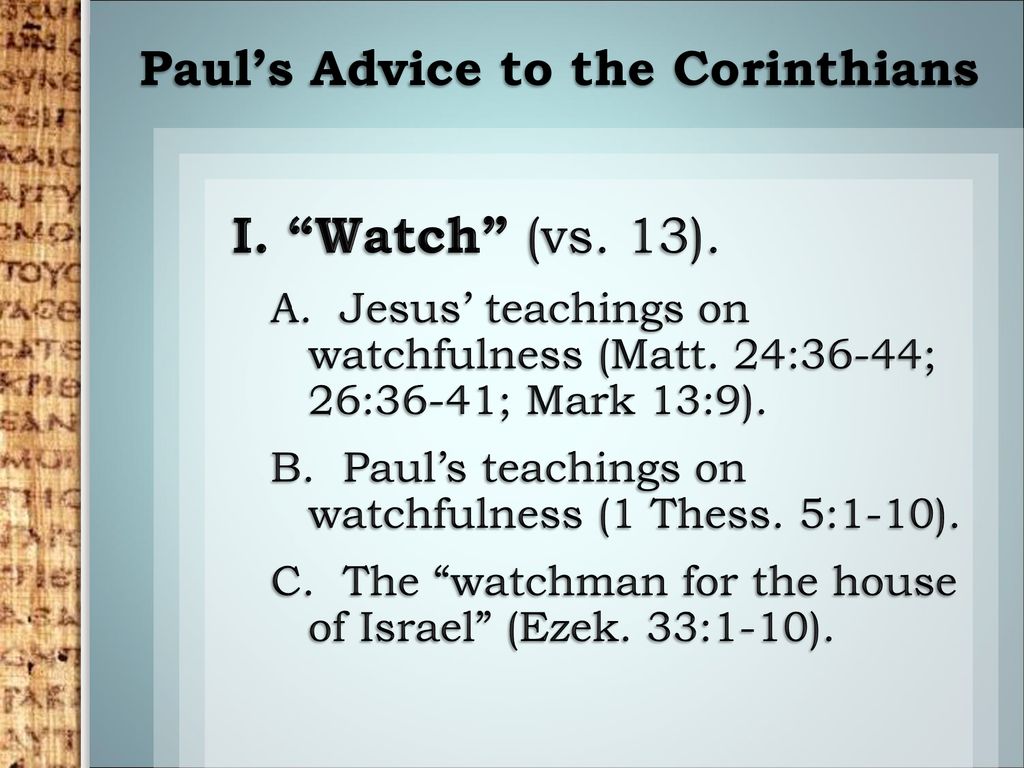 Paul’s Advice to the Corinthians