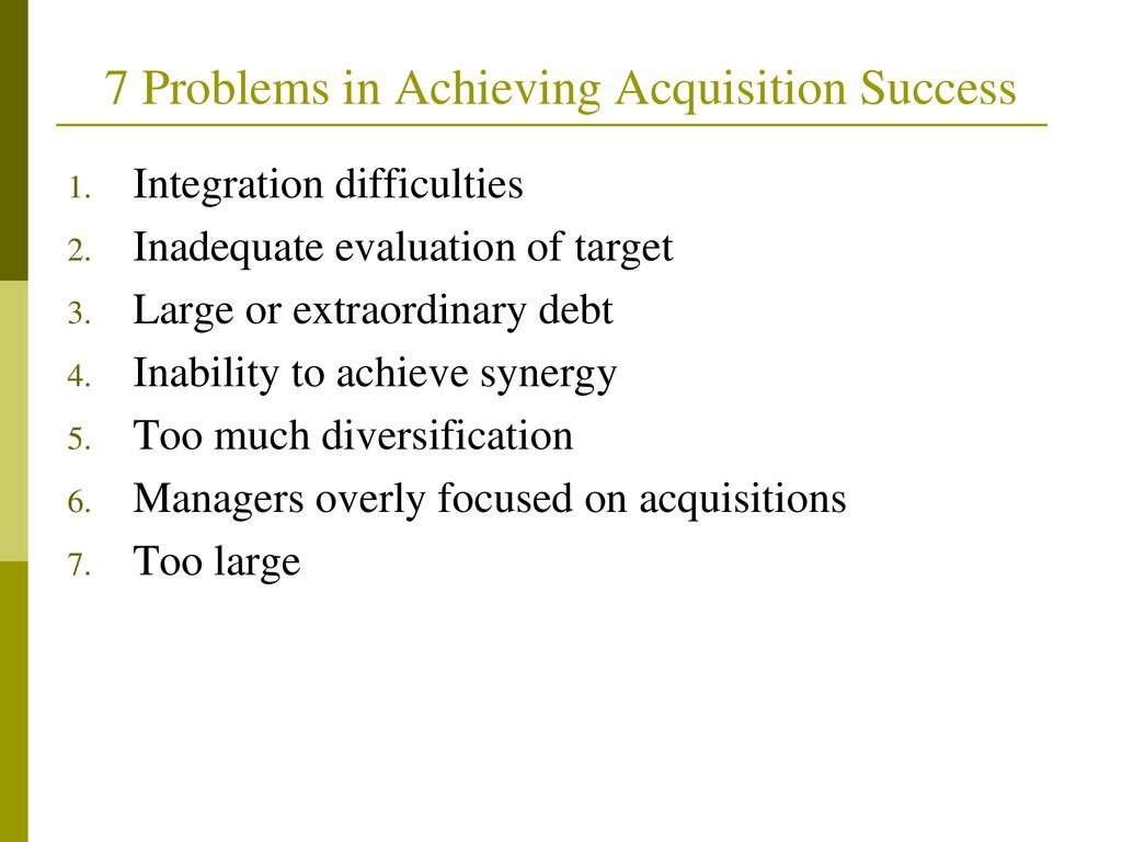7 Problems in Achieving Acquisition Success