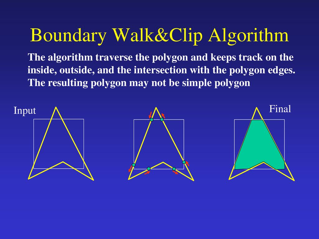 Segment Clipping Simple algorithm. For each segment compute the ...