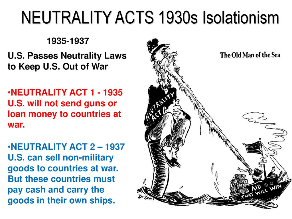 Neutrality DID U.S. ACTIONS IN THE 1930s PROVE THAT IT LEARNED A LESSON  DURING WORLD WAR I? - ppt download
