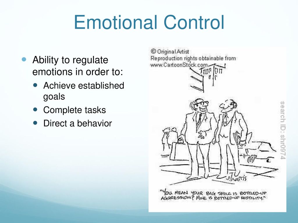 Emotional Control Ability to regulate emotions in order to: