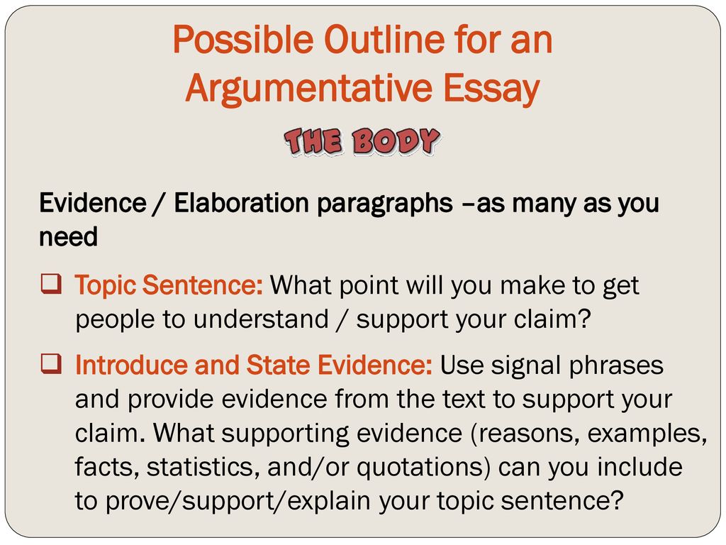 example topic sentences for argumentative essays