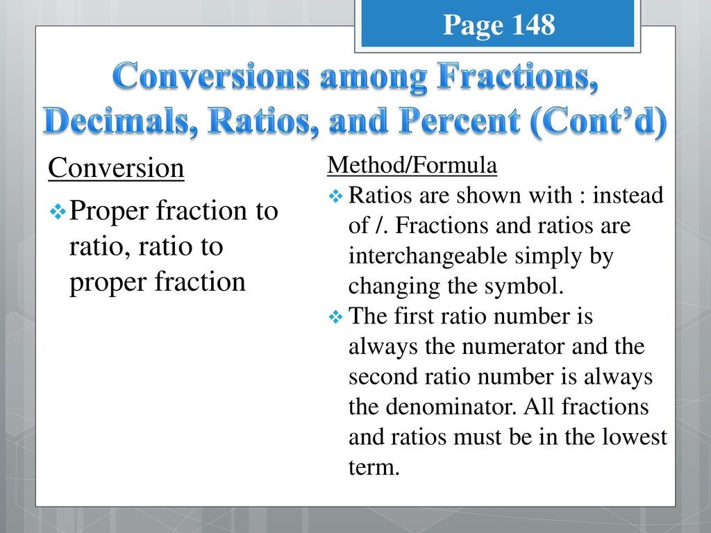 Chapter 6 Objectives Convert among fractions, decimal numbers, ratios ...