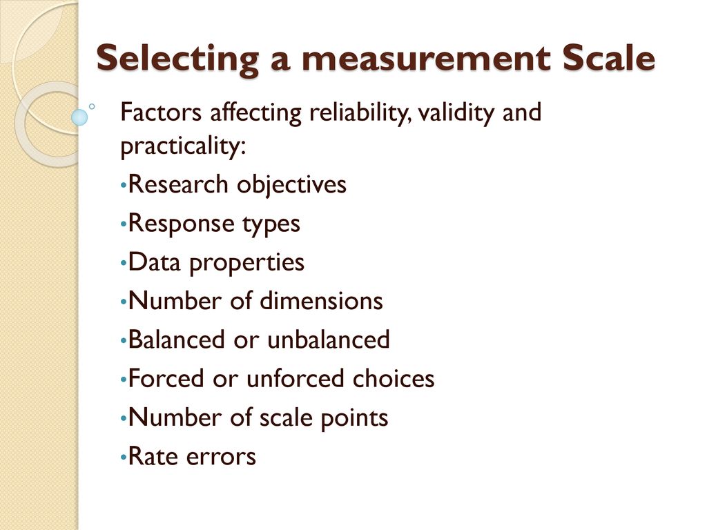 various types of measurement scales