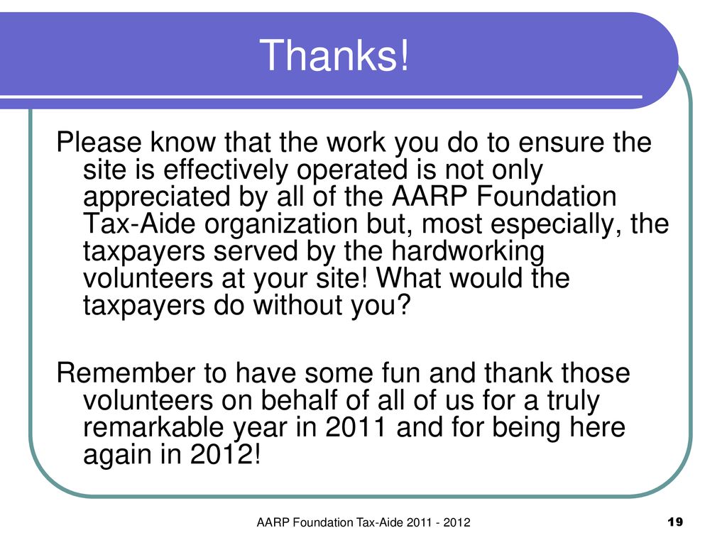 Aarp foundation tax aide ppt download