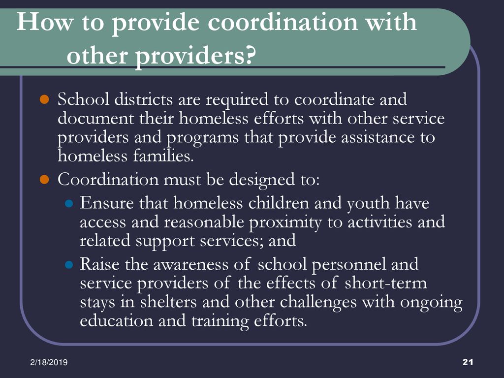 How to provide coordination with other providers