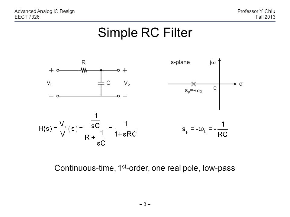 Active Filters Advanced Analog IC Design Professor Y. Chiu - ppt video  online download
