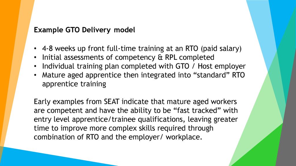 Supporting mature aged workers transition into a new field of work via an apprenticeship Gary