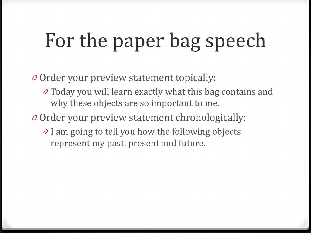 bag speech ideas