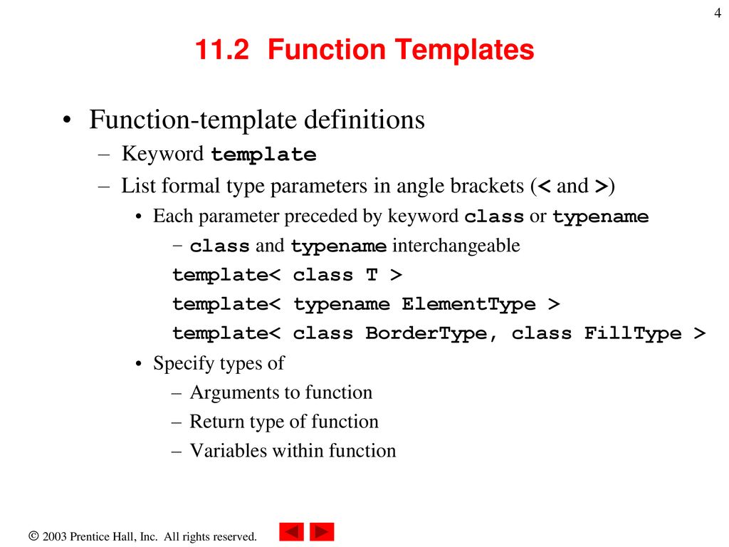 Chapter 11 Templates Outline Introduction Function Templates Overloading Function Templates Class Templates Class Ppt Download