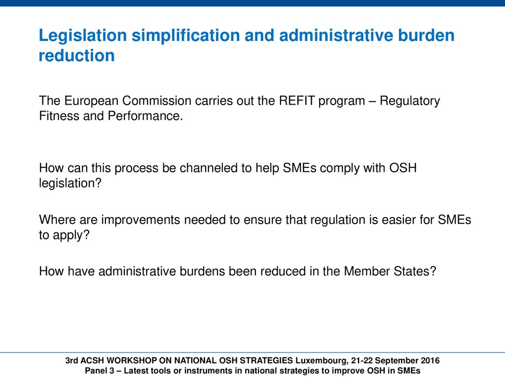 Legislation simplification and administrative burden reduction