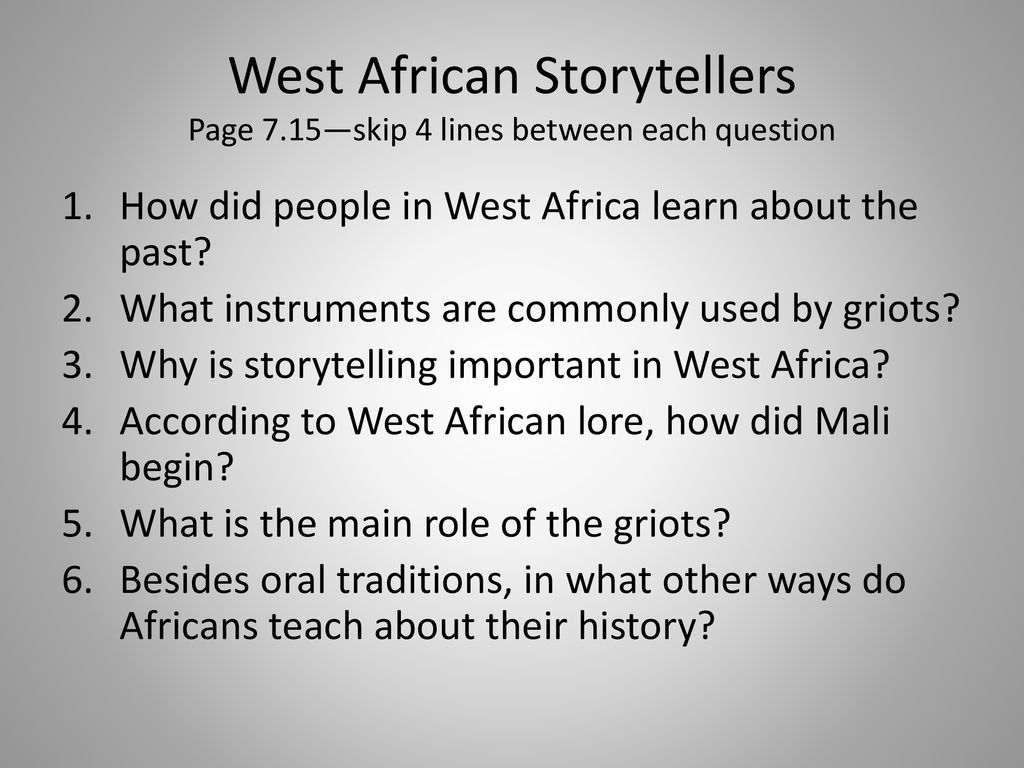 Griots - The Storytellers of Ancient Africa - Free PowerPoints